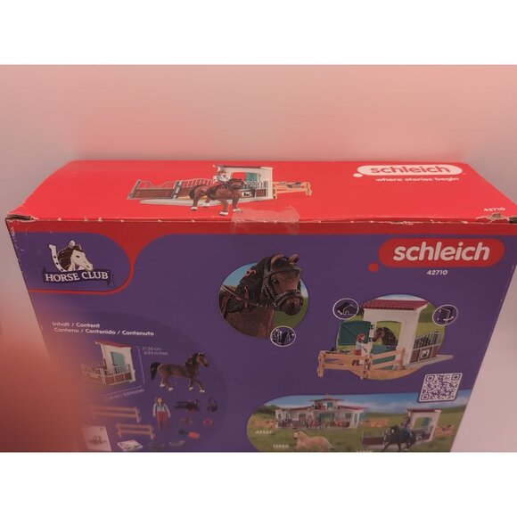 Schleich Horse Club 42710 Horse stall with Hannah Cayenne Horses playset toy NEW - Picture 3 of 4